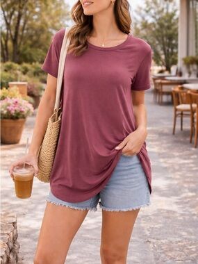 Streetwear Society Mauve Short Sleeve Tunic Top Size Medium Casual Athleisure